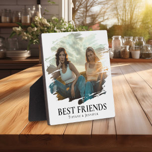 Moderne einfache beste Freunde Foto & Name Fotoplatte