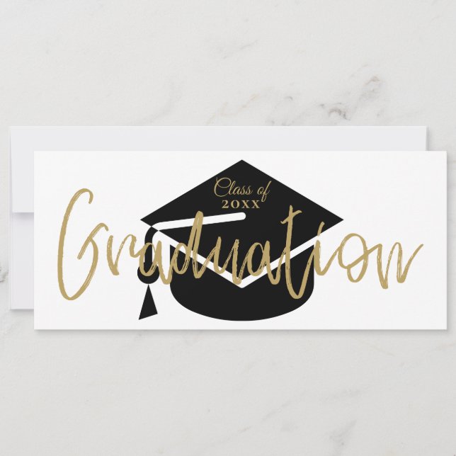 Moderne, einfache Black and Gold Graduation Party Einladung (Vorderseite)