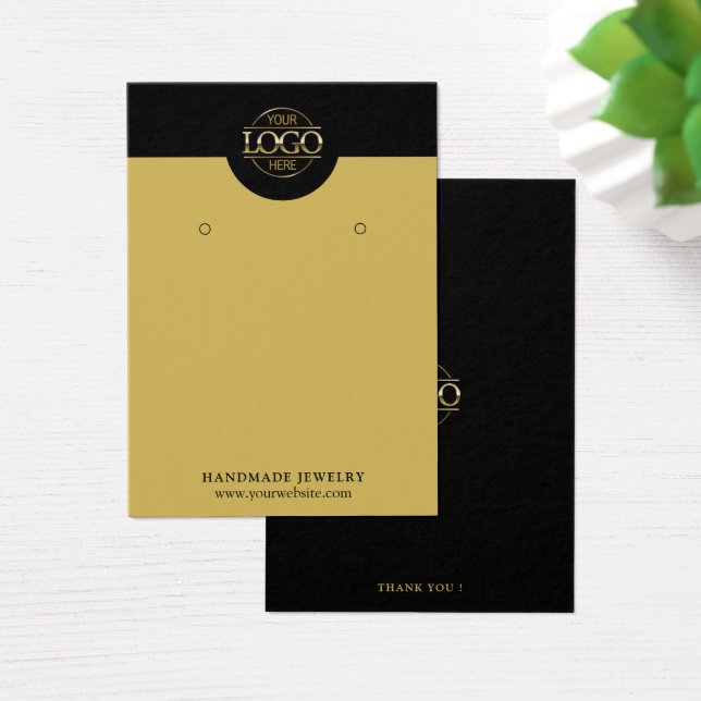 Moderne, einfache Black & Gold Schmuckkarte (Schreibtisch)