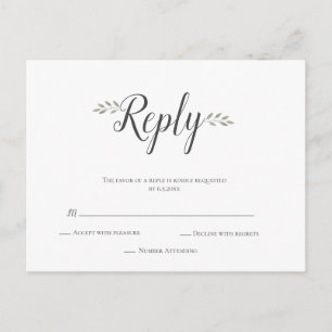 Moderne, einfache Blatt-Hochzeitkarten rsvp Postkarte