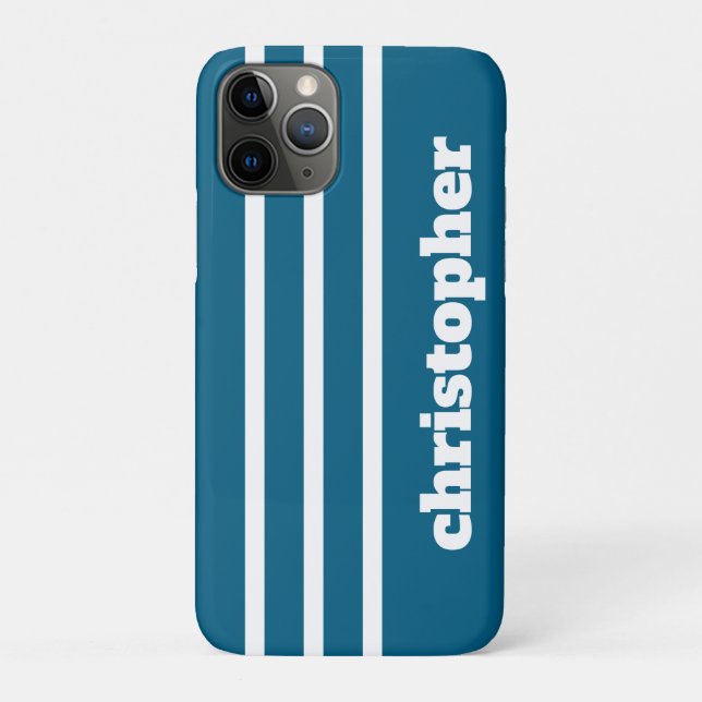 Moderne einfache blaue Pool-Monogramm-Name Case-Mate iPhone Hülle (Rückseite)