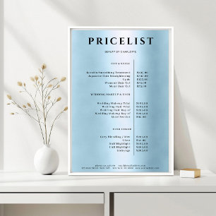 Moderne einfache blaue Salon-Preisliste  Poster
