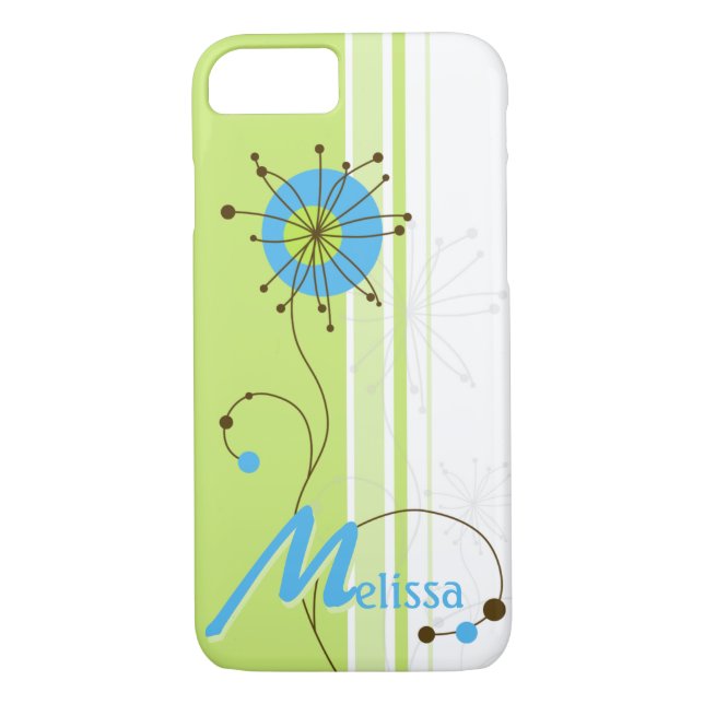 Moderne, einfache Blume Grün Ihren Namen Case-Mate iPhone Hülle (Rückseite)