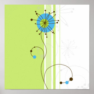 Moderne, einfache Blume Grüne Typografie Poster