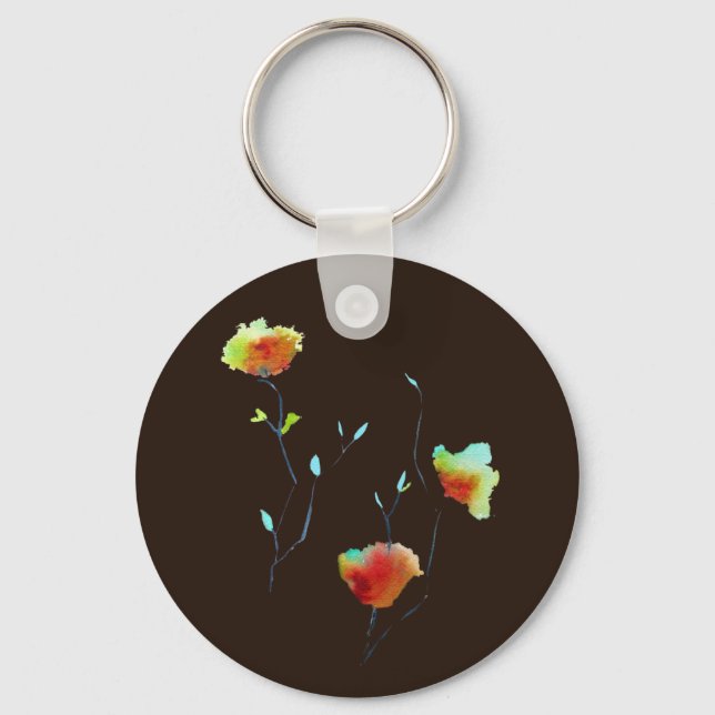 Moderne, einfache Blume Herbst Kunst Schlüsselanhänger (Vorderseite)