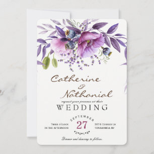 Moderne, einfache Blumenhochzeit Einladung