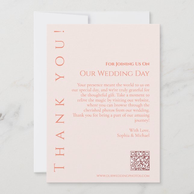 Moderne, einfache Blush-Wedding Vielen Dank - Einladung (Vorderseite)