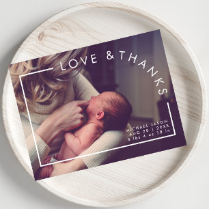 Moderne einfache Bogen-Liebe- und Dankes-Baby-Show Postkarte
