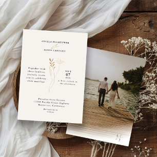 Moderne einfache Boho-Foto-Hochzeit Einladung