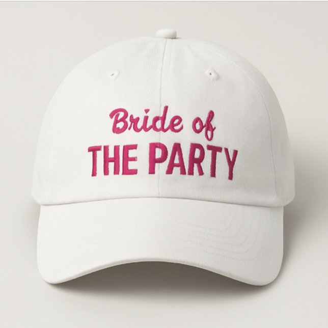 Moderne einfache Braut der Party rosa Text Bestickte Baseballkappe (Modern wedding party bride vibe hat)