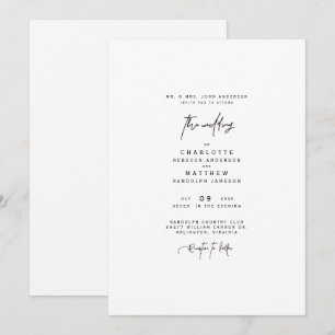 Moderne, einfache Brauteltern laden zur Hochzeit e Einladung