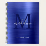 Moderne einfache Brushed Metallic Royal Blue Monog Planer<br><div class="desc">Moderner einfacher,  gegossener Metallic Royal Blue Monogram Planer</div>