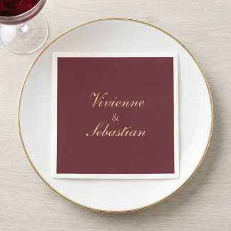 Moderne einfache burgunderrote Schrift Minimalisti Serviette