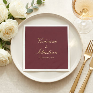 Moderne einfache burgunderrote Schrift Minimalisti Serviette
