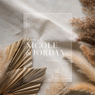 Moderne, einfache Chic-Hochzeit Acryleinladungen