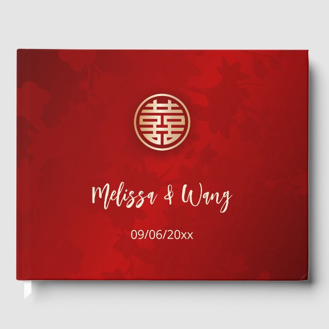 Moderne, einfache chinesische Hochzeit Gästebuch (Vorderseite)