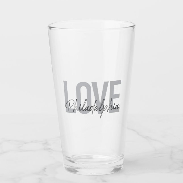 Moderne, einfache, coole Design-Liebe Philadelphia Glas (Vorderseite)