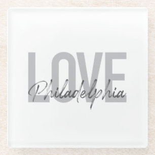 Moderne, einfache, coole Design-Liebe Philadelphia Glasuntersetzer
