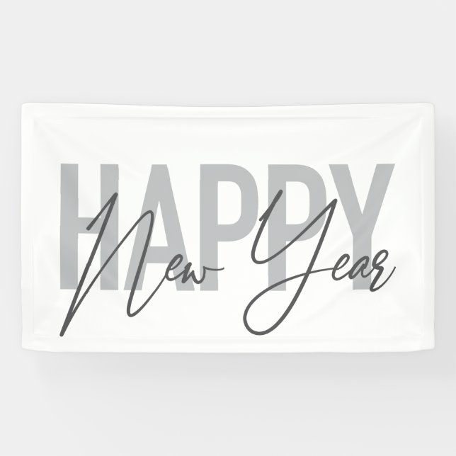 Moderne, einfache, coole Typografie des Happy New  Banner (Horizontal)