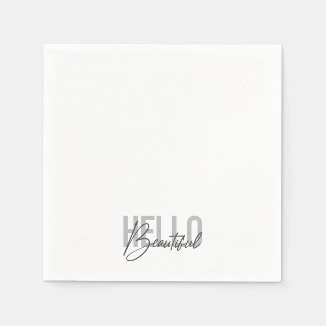 Moderne, einfache, coole Typografie Hallo Schöne Serviette (Vorderseite)