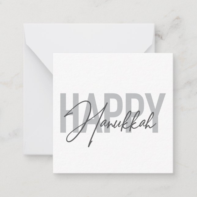 Moderne, einfache, coole Typografie Happy Hanukkah Mitteilungskarte (Vorderseite)