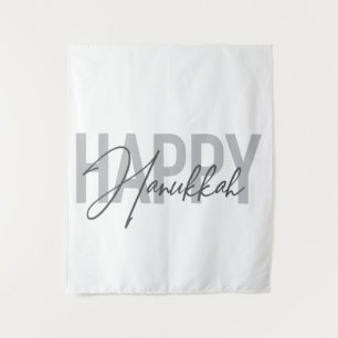 Moderne, einfache, coole Typografie Happy Hanukkah Wandteppich