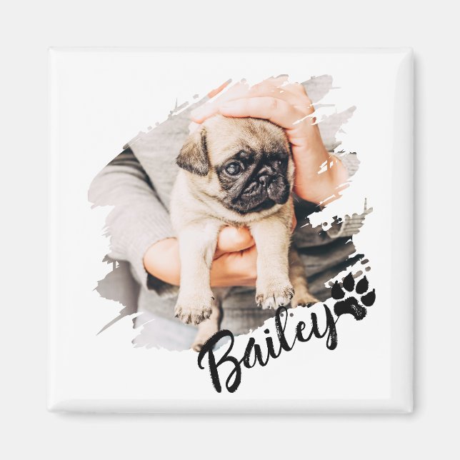 Moderne einfache coole Typografie Name und Foto de Magnet (Vorne)
