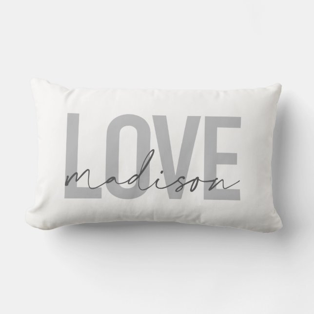 Moderne, einfache, coole, urbane Design Liebe Madi Lendenkissen (Vorderseite)