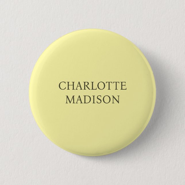 Moderne einfache Creme-Trendy-Minimalist Plain Nam Button (Vorderseite)