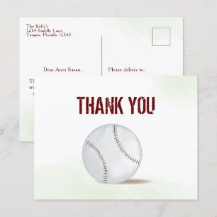 Moderne einfache Danke-Wasserfarbe-Baseball Postkarte