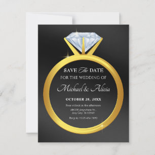 Moderne einfache Diamant-Ehering Save The Date