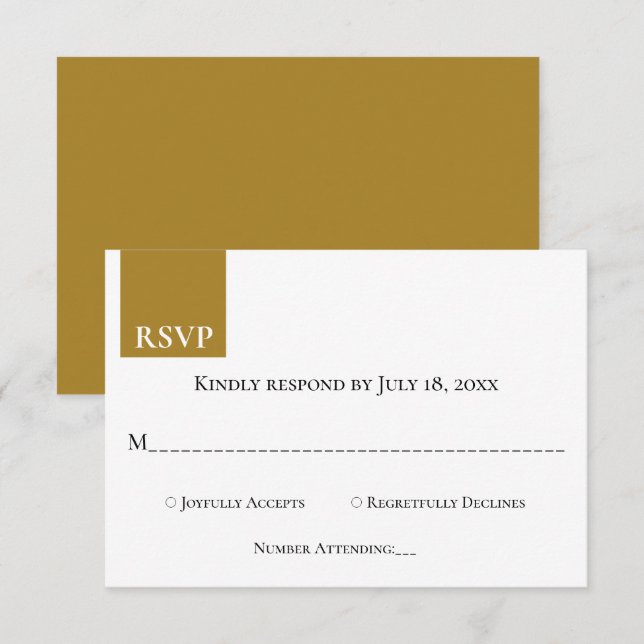 Moderne einfache dunkelbeige Monogram Elegante Hoc RSVP Karte (Vorne/Hinten)