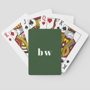 Moderne, einfache dunkelgrüne Monogramm-Spielkarte Spielkarten