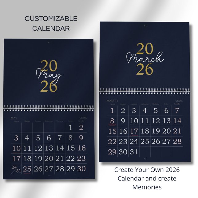 Moderne einfache elegante 2026-Kalender Kalender (Von Creator hochgeladen)