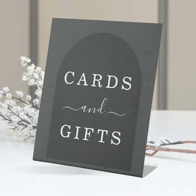 Moderne, einfache, elegante, dunkelgraue Arch Card Sockelschild (Von Creator hochgeladen)