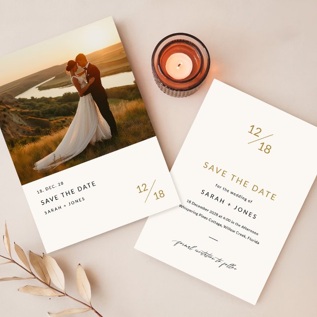 Moderne, einfache, elegante Foto Hochzeit Save The Date (Von Creator hochgeladen)