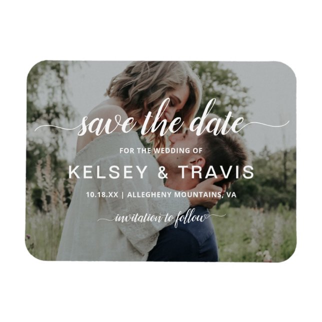 Moderne, einfache, elegante Fotos für Hochzeiten r Magnet (Horizontal)