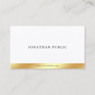 Moderne einfache elegante Gold-Weiß-Minimalist-Vor Visitenkarte