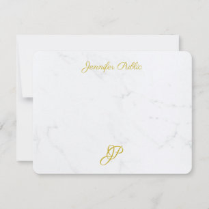 Moderne einfache elegante Monogramm für sie Goldsc Mitteilungskarte