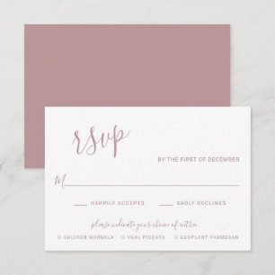 Moderne, einfache, elegante Rose Rosa Hochzeit RSVP Karte