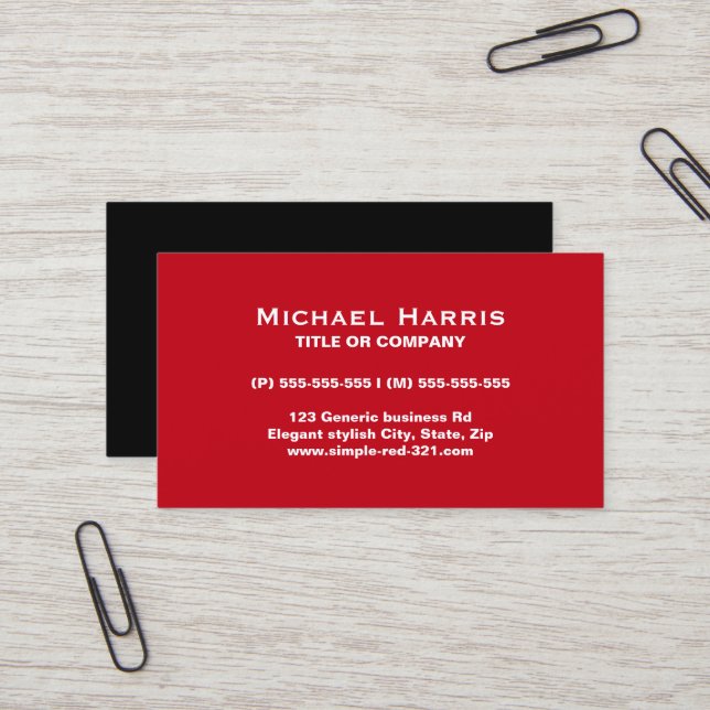 Moderne, einfache, elegante, rote und schwarze Vis Visitenkarte (Vorderseite/Rückseite Beispiel)