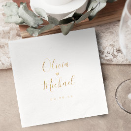 Moderne einfache elegante Schriftart Paarnamen Hoc Servietten Mit Folie