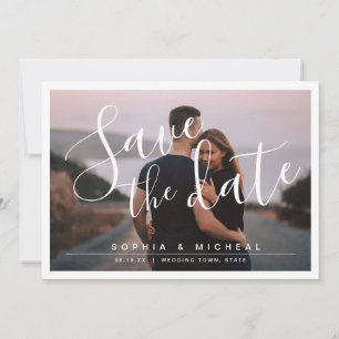 Moderne einfache elegante Schriftfoto-Save-the-Dat Save The Date