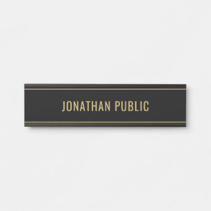 Moderne einfache elegante Schwarz- und Gold-Namens Türschild