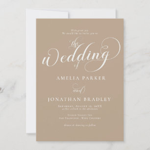Moderne, einfache, elegante Typografie-Hochzeit Einladung