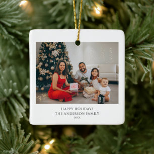 Moderne Einfache Elegante Weihnachtsfamilie 2 Foto Keramikornament