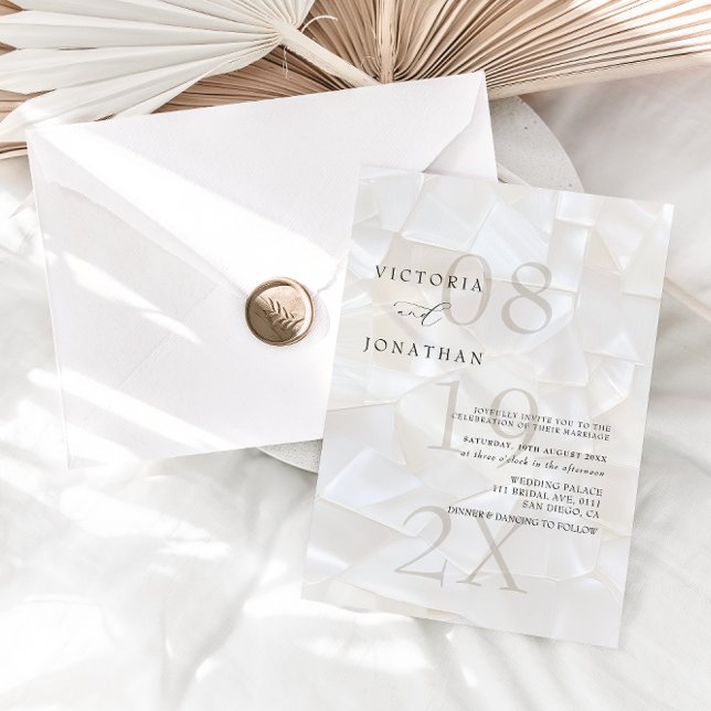 Moderne, einfache Elfenbeinhochzeit Einladung (Von Creator hochgeladen)