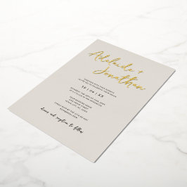 Moderne, einfache Elfenbeinhochzeitschrift Folieneinladung