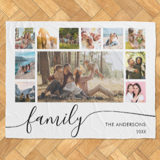 Moderne, einfache FamilienfotoCollage Fleecedecke