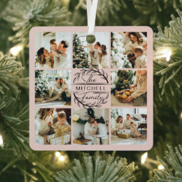 Moderne einfache Familienfotografie Collage Blush  Ornament Aus Metall